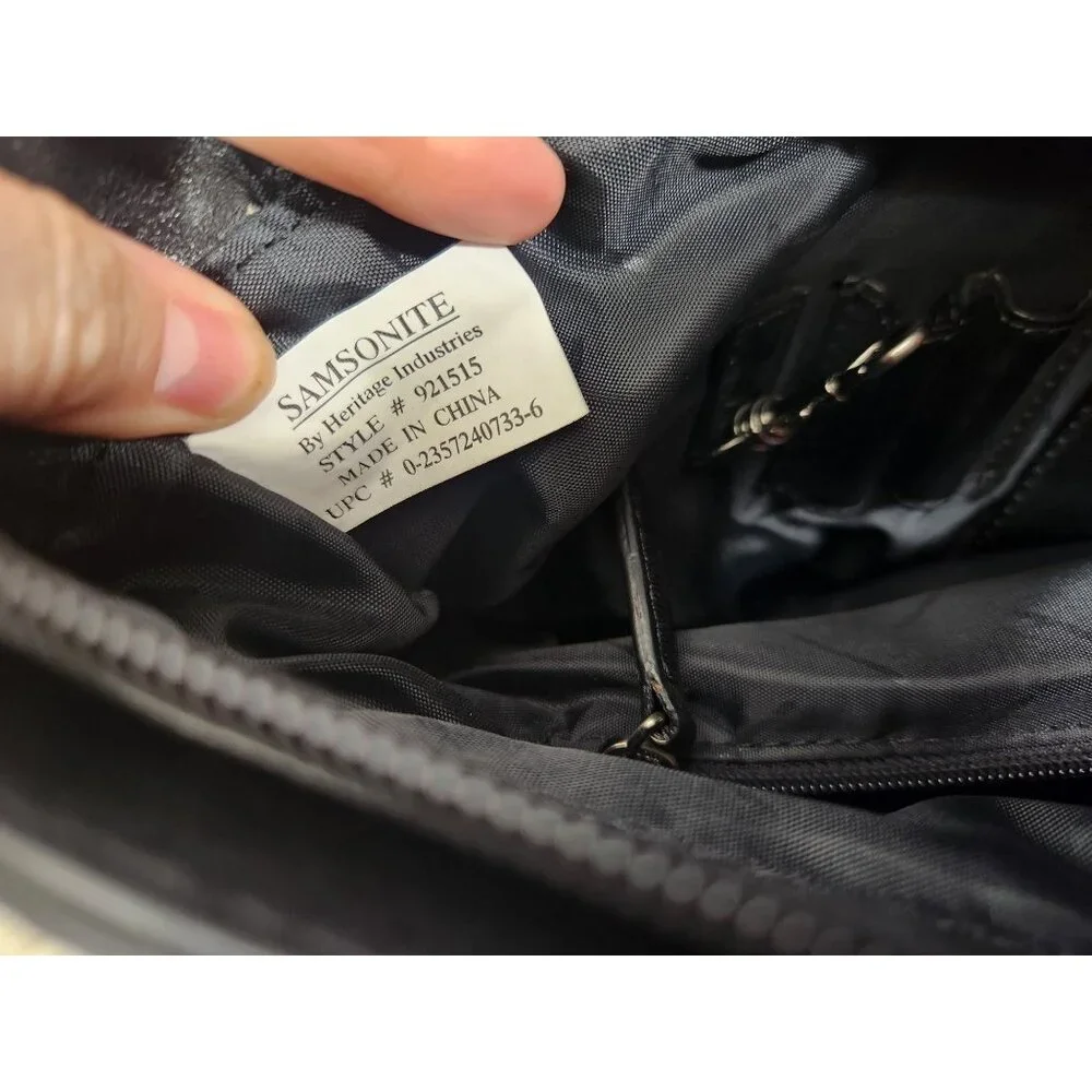 Samsonite By Heritage Industries Black W/Brown Trim Leather Travel Bag